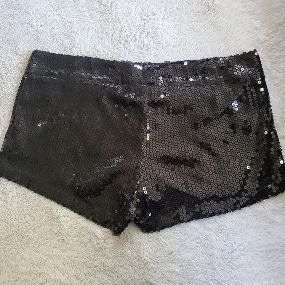 Charlotte Russe Sequin Black Short Shorts - Picture 2 of 2